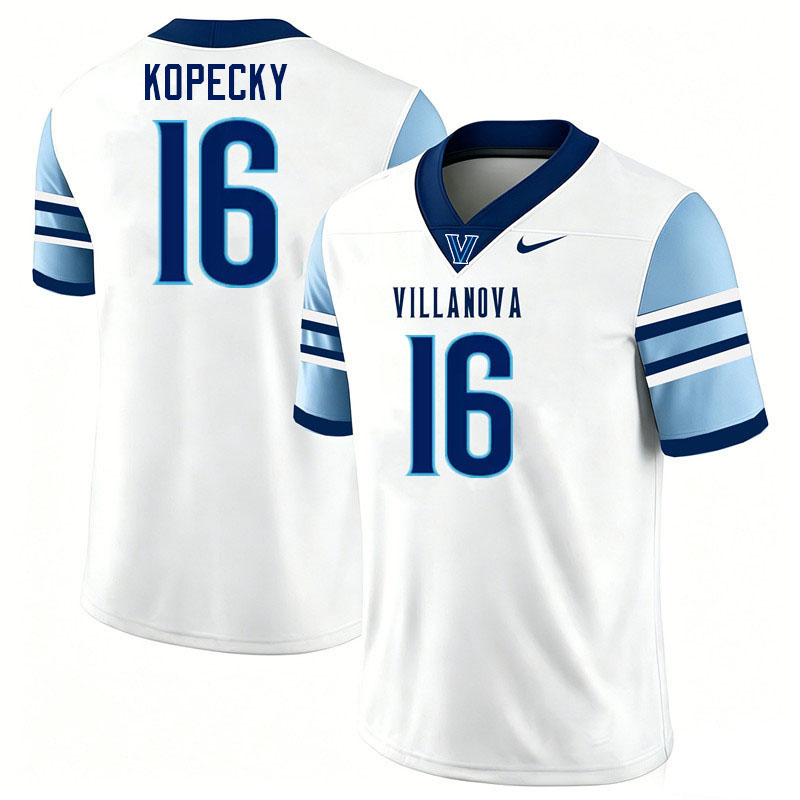 Villanova Wildcats #16 Lucas Kopecky College Football Jerseys,Uniforms-White